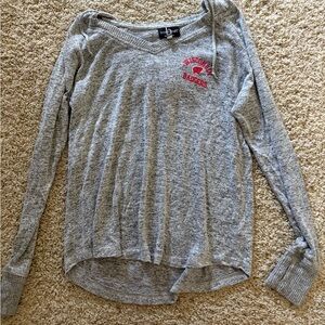 Wisconsin Gray Long Sleeve Top with Hood